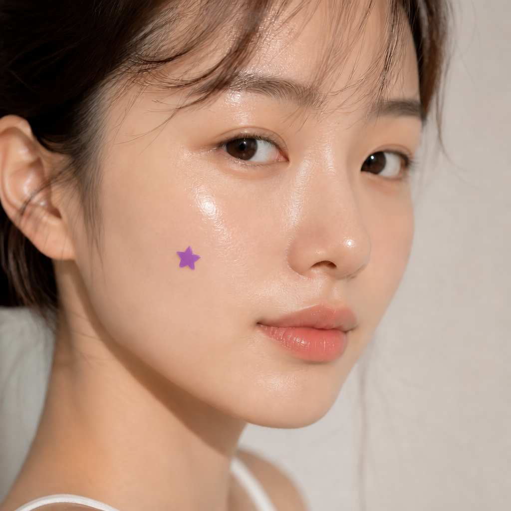 Model wearing a purple Twinkle Star Patch
