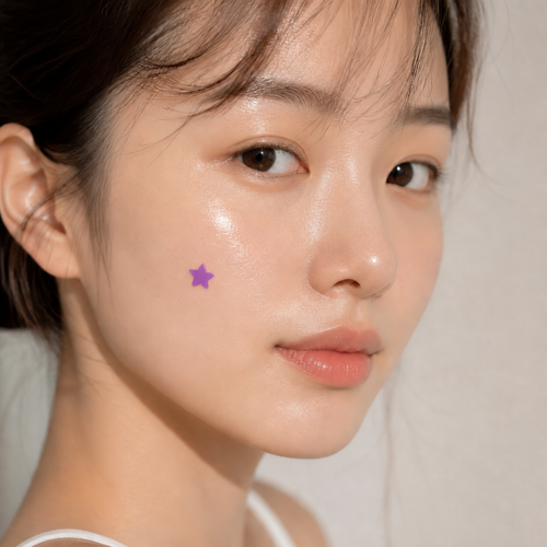 Model wearing a purple Twinkle Star Patch